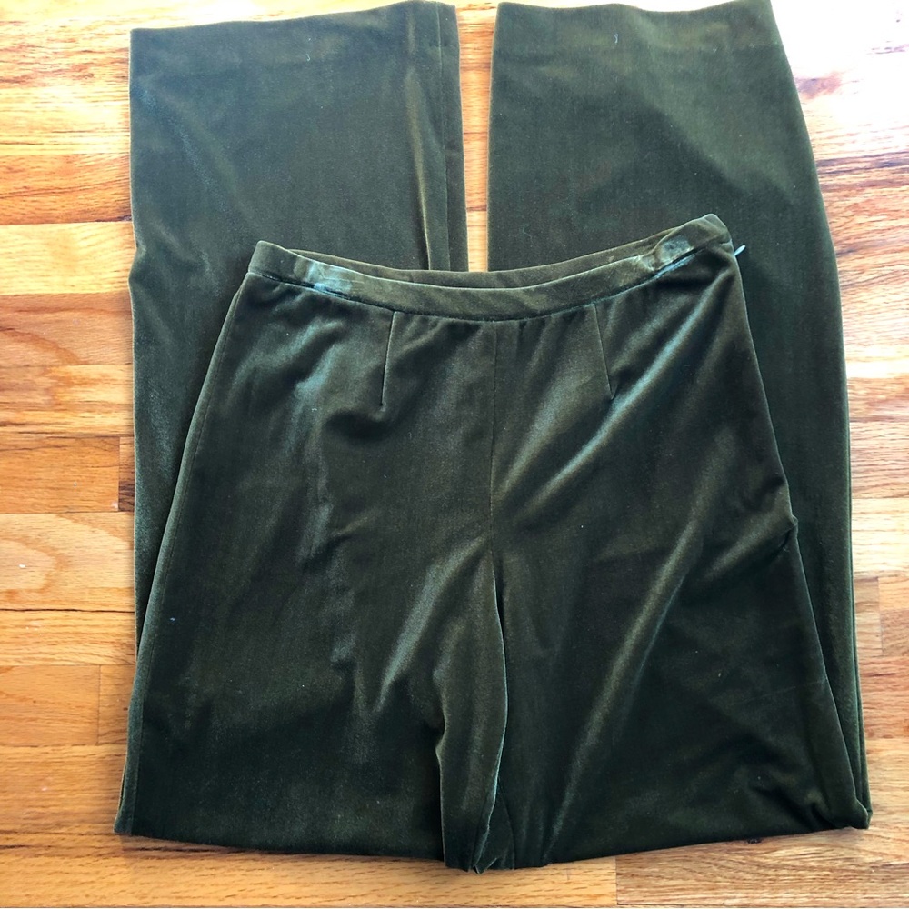 Green Velvet Wide Leg Pants